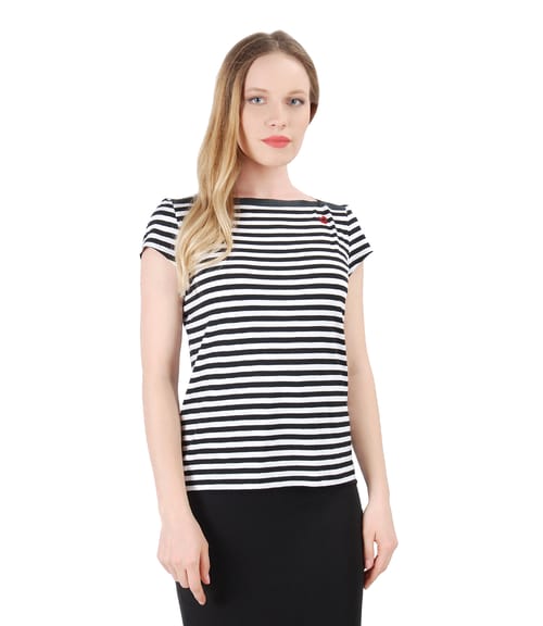 Bluza din jerse elastic cu aplicatie de cristale