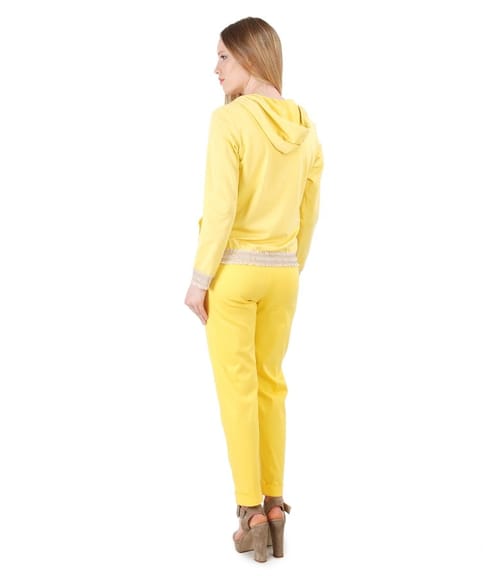 Pantaloni din bumbac texturat si hanorac din jerse uni