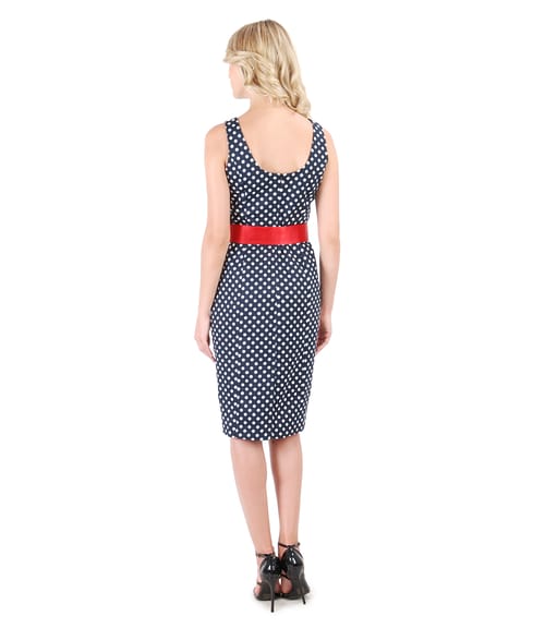 Rochie din bumbac elastic imprimat cu buline