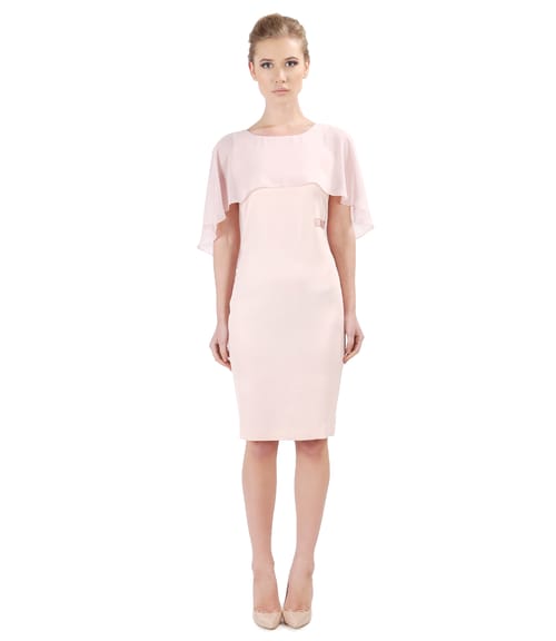 Rochie din viscoza cu pelerina din voal si aplicatie de cristale