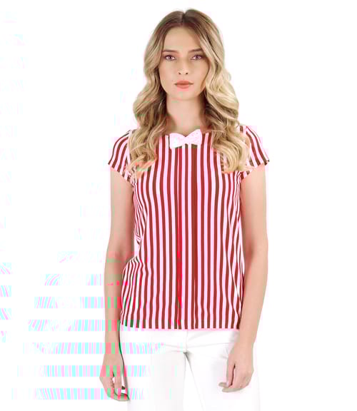 Bluza din jerse elastic imprimat cu dungi