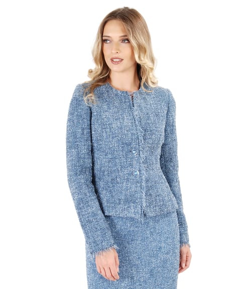 Sacou din bucle cu franjuri la terminatie