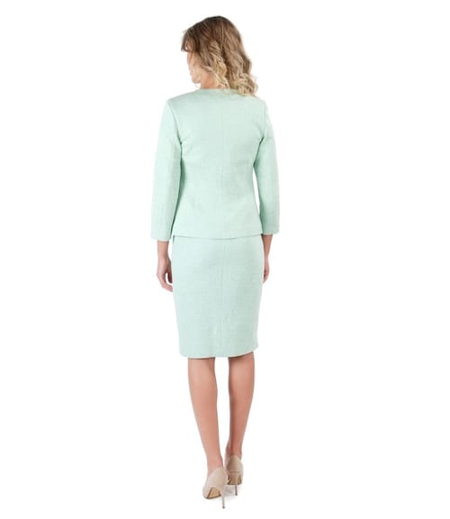 Sacou si rochie din bumbac cu fir de efect si aplicatie de cristale