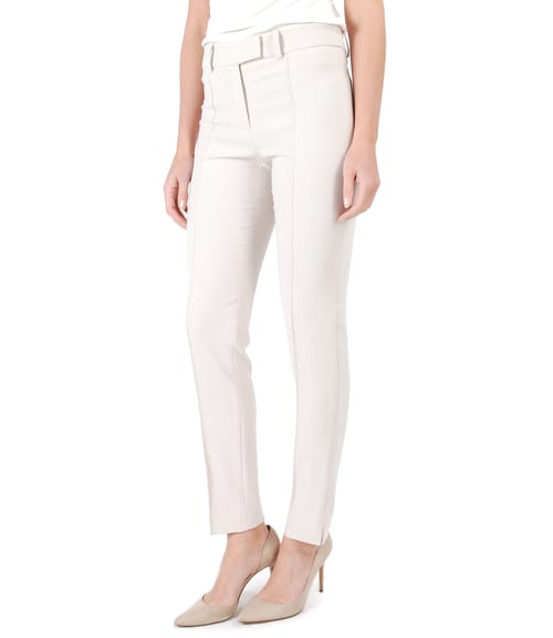 Pantaloni office din stofa elastica cu dunga cusuta pe fata