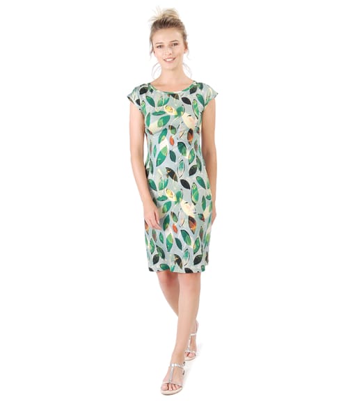 Rochie din jerse subtire imprimat cu motive florale
