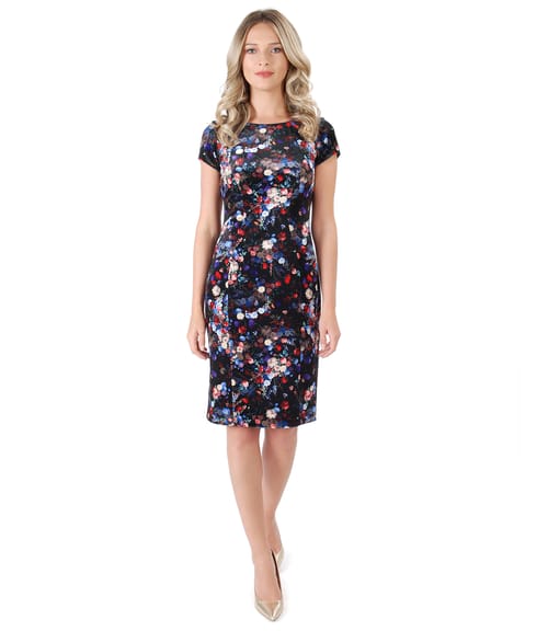 Rochie din catifea elastica cu motive florale