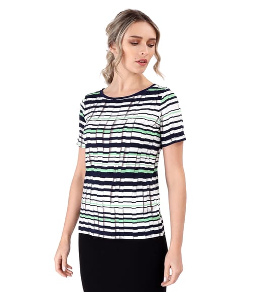 Bluza din jerse elastic imprimat cu dungi