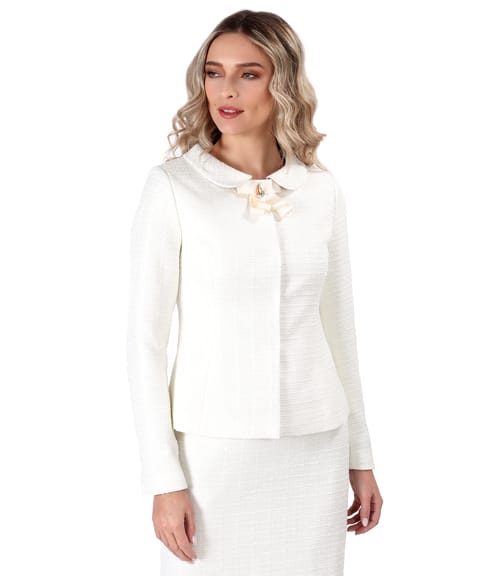 Sacou din bucle cu viscoza cu brosa cu aplicatie de cristale