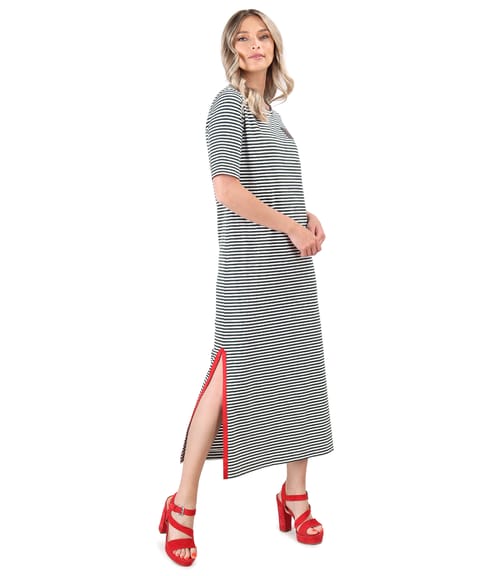 Rochie lunga din jerse elastic cu dungi