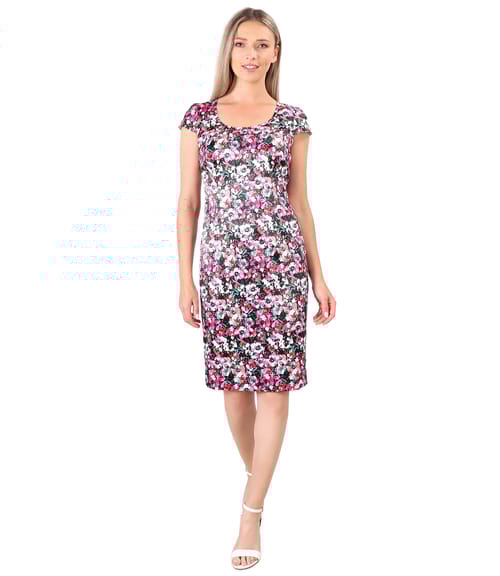 Rochie din satin de bumbac elastic cu flori
