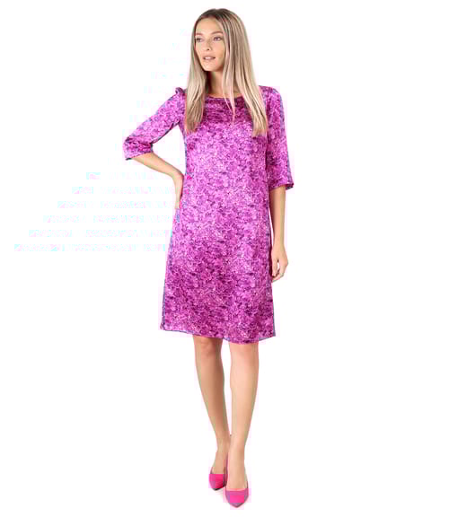 Rochie lejera din matase naturala plina satinata cu motive florale