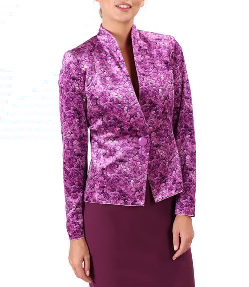 Sacou din catifea elastica imprimata cu motive florale