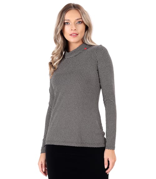 Bluza din jerse elastic cu maneci lungi