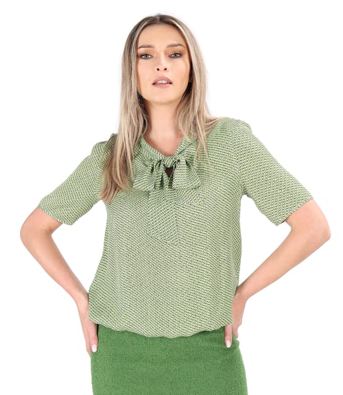 Bluza eleganta din viscoza cu guler tip esarfa