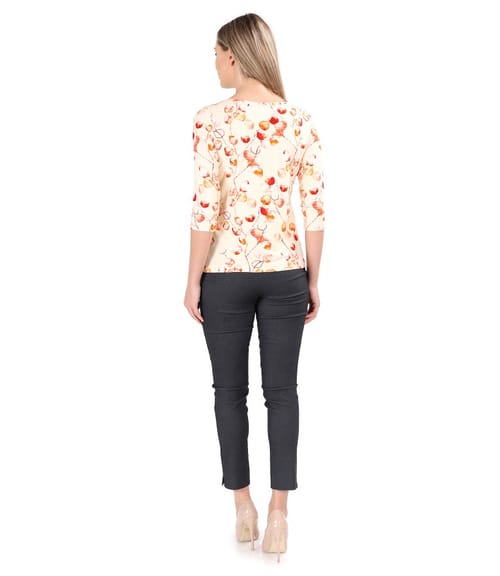 Bluza din jerse elastic de viscoza cu pantaloni pana din denim