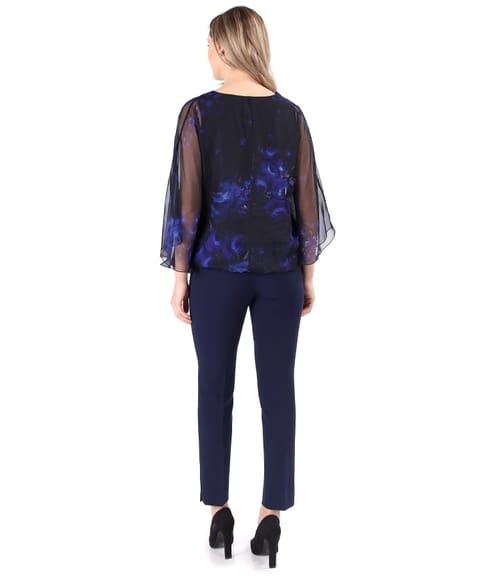 Bluza din voal tip fluture cu pantaloni pana