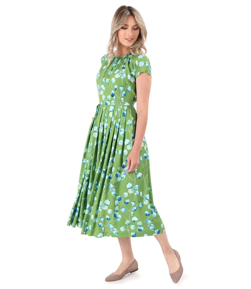 Rochie midi din viscoza imprimata cu motive florale