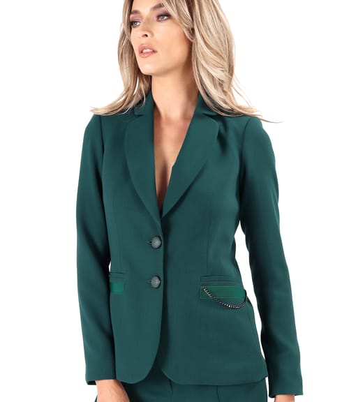 Sacou office din stofa elastica cu lant decorativ