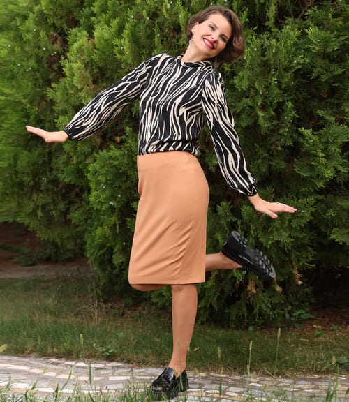 Bluza lejera din saten de viscoza cu animal printa