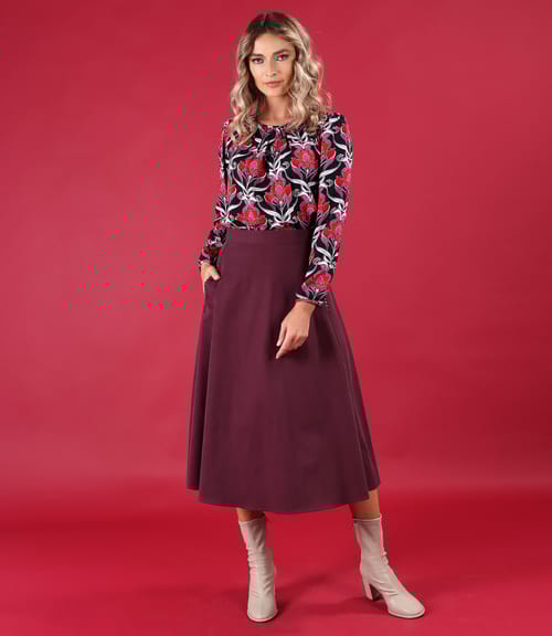 Bluza lejera din viscoza plina imprimata cu motive florale