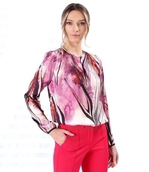 Bluza lejera din satin imprimat digital cu motive florale