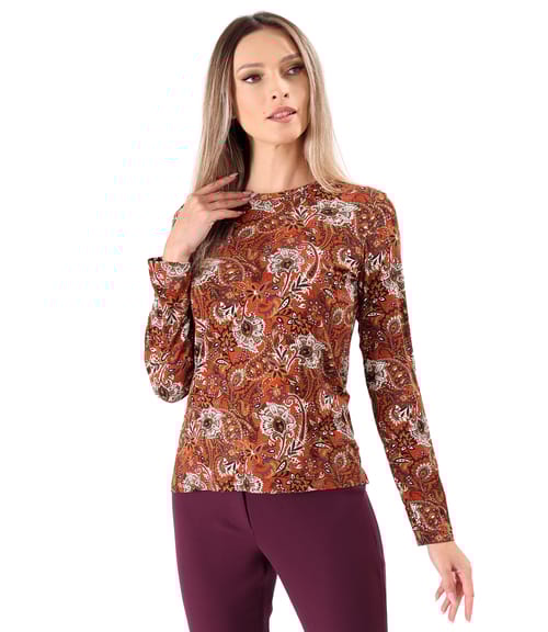 Bluza din jerse elastic cu maneci lungi