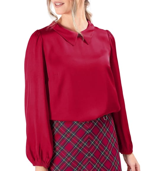 Bluza cu maneci lungi din satin de viscoza