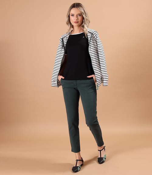 Hanorac din jerse elastic imprimat cu dungi