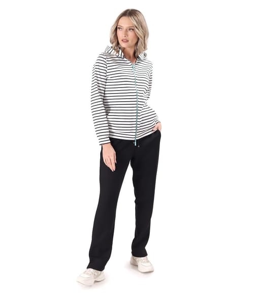Hanorac din jerse cu dungi cu pantaloni lejeri din scuba cu viscoza