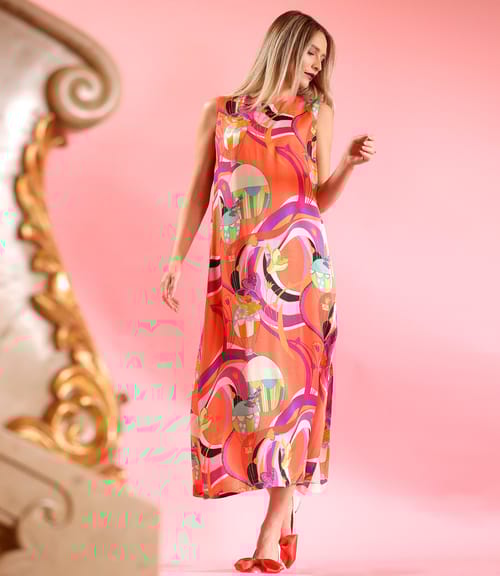 Rochie eleganta lunga din viscoza cu matase naturala