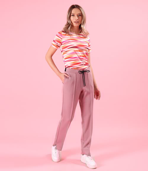 Bluza din jerse elastic de viscoza imprimat cu dungi
