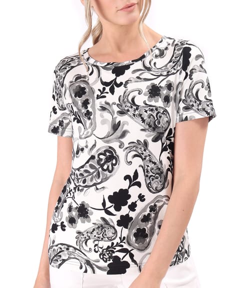 Bluza din jerse elastic imprimat digital cu motive florale