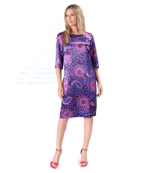 Rochie lejera din satin de viscoza imprimata cu motive paisley