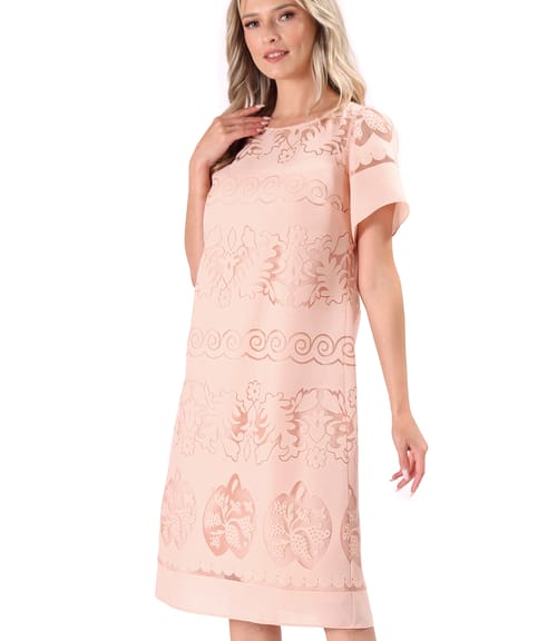 Rochie lejera din organza brocata cu motive de in si viscoza