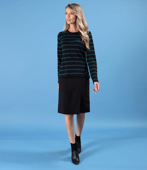 Bluza din jerse elastic gros cu lana imprimat cu dungi