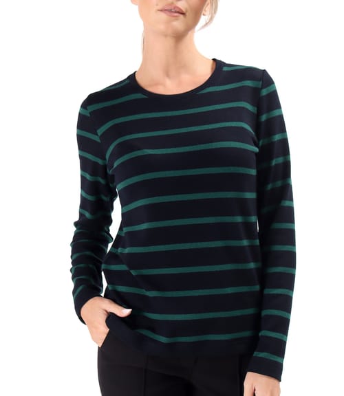 Bluza din jerse elastic gros cu lana imprimat cu dungi