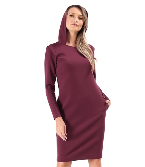 Rochie cu gluga din jerse elastic cu bumbac