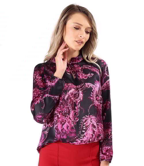 Bluza eleganta din matase naturala imprimata