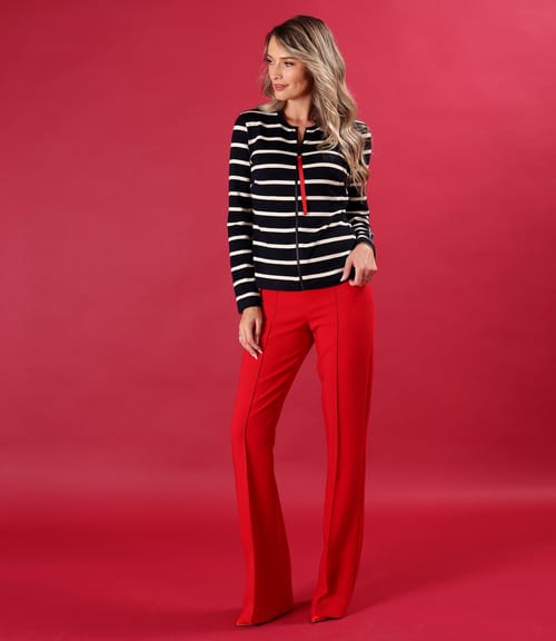 Bluza din jerse elastic cu lana cu fermoar pe fata