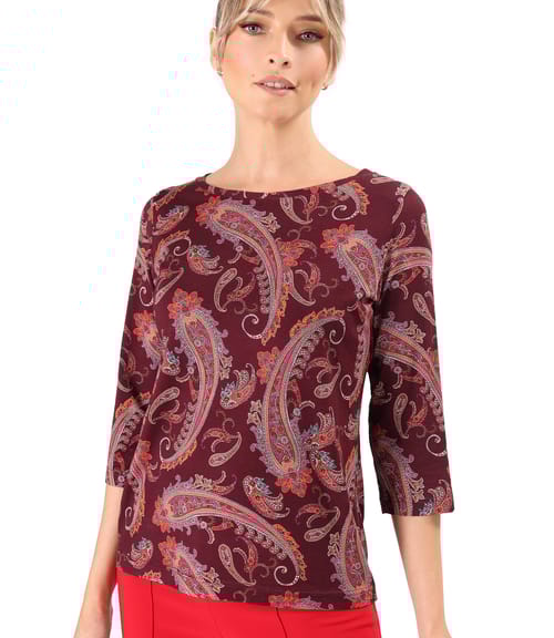 Bluza din jerse elastic imprimat cu motive paisley