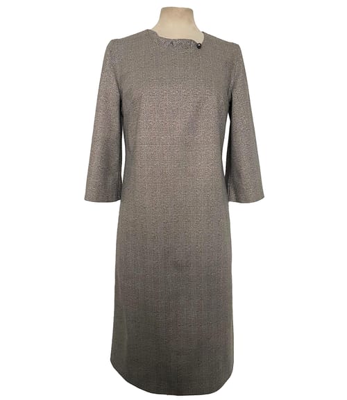 Rochie office din stofa in carouri cu fir metalic