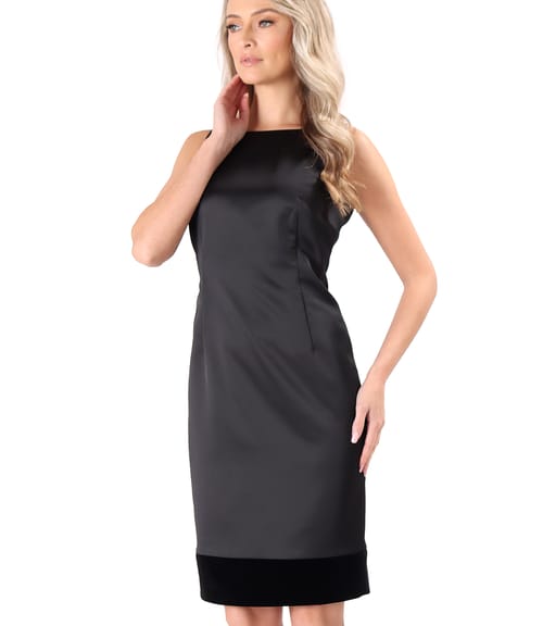 Rochie de seara din satin cu garnitura din catifea