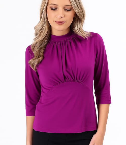 Bluza eleganta din jerse incretita la decolteu