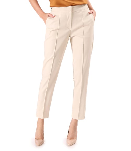 Pantaloni eleganti din bumbac elastic cu banda elastica decorativa