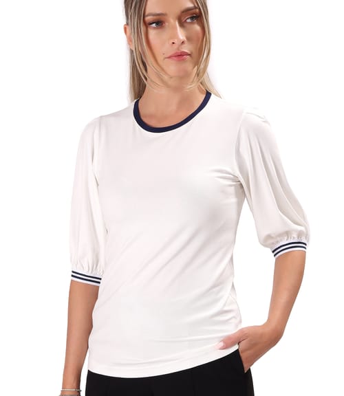 Bluza eleganta din jerse elastic cu maneci 3/4