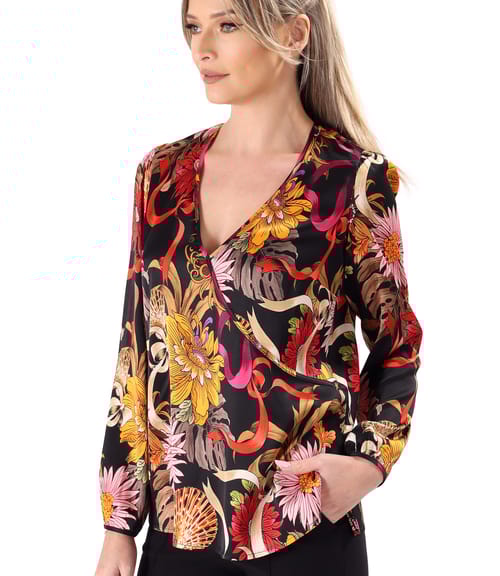 Bluza eleganta cu decolteu suprapus