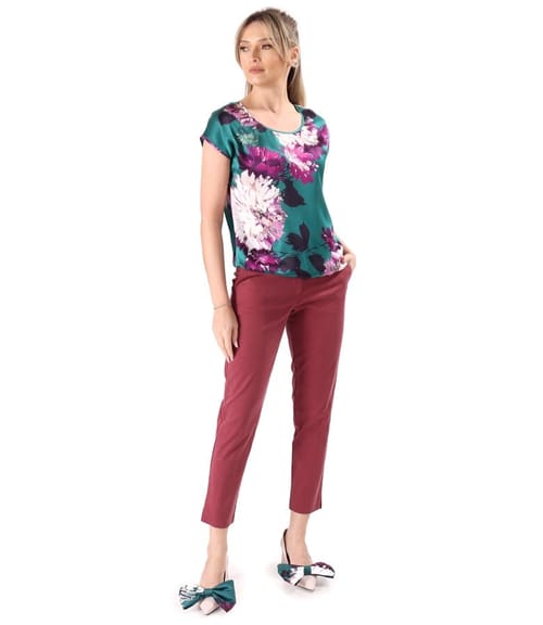 Bluza din matase naturala cu pantaloni lejeri din tencel