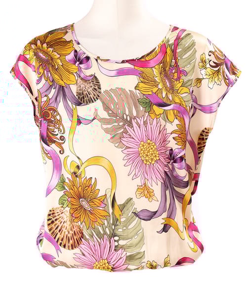 Bluza lejera din viscoza satinata imprimata cu motive florale