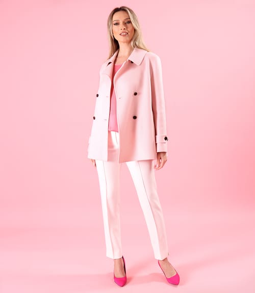 Jacheta scurta eleganta din stofa cu lana si casmir cu pantaloni pana