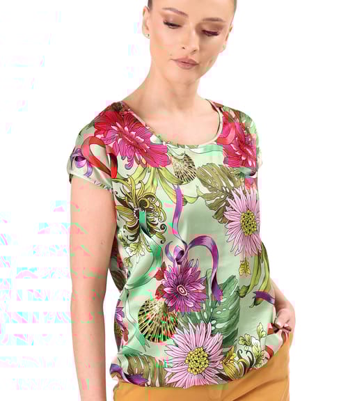 Bluza lejera din viscoza satinata imprimata cu motive florale